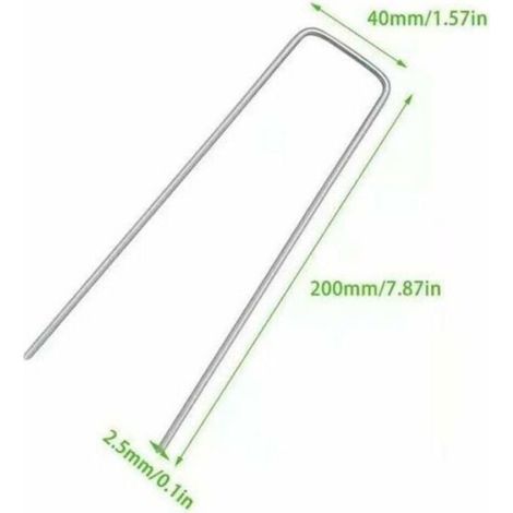 Lot de 50 piquets de fixation en acier galvanisé pour bâche anti mauvaises herbes 200x40mm Ø2,5mm (1/3)