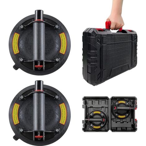 Ventouse Carrelage 2 Pièces 8" Ventouse Vitre Professionnelle avec Boîte à Outils Portable,ventouse de levage carrelage,Ventouse à Vide Pour soulever de Vitre,Plaques,Carrelage,Meubles,Charge 220 KG (1/5)