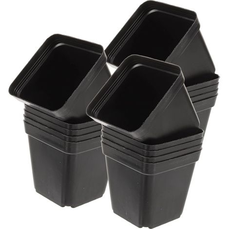 100 Pièces Pots de Pépinière Carrés Plastique Noir pour Semis Plantes d'Intérieur et Plantes Pots de Culture Drainage Optimisation Espace et Accélération Germination (1/5)
