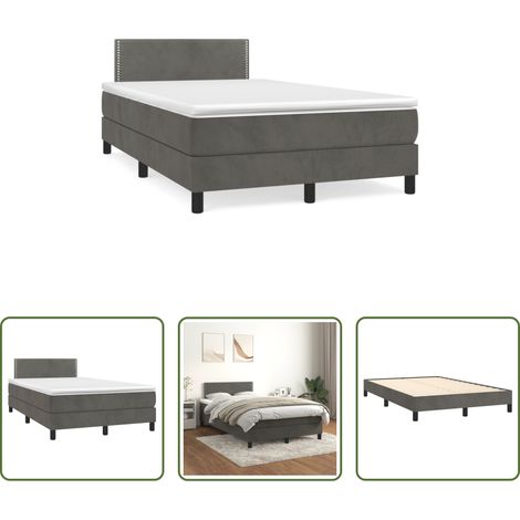 vidaXL Cama box spring con colchón terciopelo gris oscuro 120x190 cm (1/5)