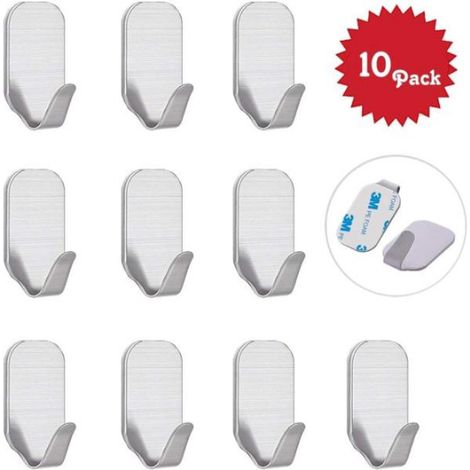 Crochets autocollants inox, porte-serviettes salle bain cuisine (1/4)