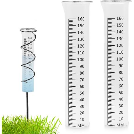Pluviomètre - Lot de 2 - Verre Borosilicate - Mesure 1 à 160 mm - Jardin et Agriculture - Diamètre 5,7 cm (1/5)
