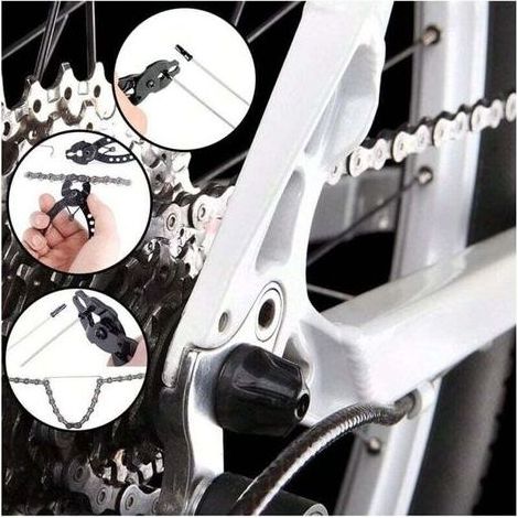 pair Pince à chaîne de vélo portable, avec crochet de chaîne, pour vélos de route, vélos de sport, VTT, outil de réparation de retrait de maillon de chaîne, 1 pièce noire (1/4)