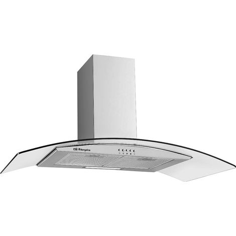 Campana decorativa acabado inox Orbegozo 90 cm DS 60190 IN, 3 niveles de potencia, 1 bombilla LED, 2 filtros aluminio desmontables, extracción 378,3 m3/h, clase energética C, chimenea ajustable, 105 W