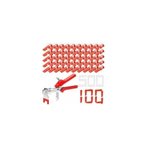 Kit Nivellement Carrelage avec 500 Pinces Cale Carrelage Pour Carreaux De 2 Mm, 100 Nivellement Carrelage Cales Réutilisables Et 1 Pince à Carreaux Pour La Pose De Carreaux Au Mur Et Au Sol - 601 Pièc