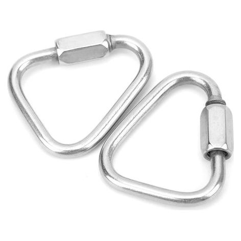 2Pcs Triangle Quick Link, Climbing Carabiner, Triangle Carabiner, Stainless Steel Screw Carabiner, Triangle Link with Screw Lock for Mountaineering and Climbing(Diameter 6mm) (1/5)