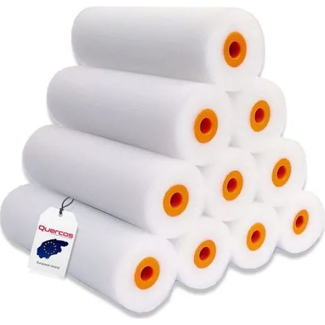 Pack 10 Manchons remplacement mousse Poro 0 11 cm. Mini rouleaux mousse bords droits superfin zero pore. Manchons a peinture pour peintures a l'eau ou solvants legers.