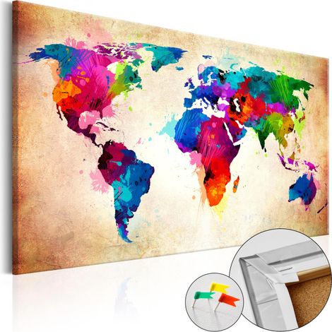 Tableau en Liège "Carte du Monde - Colourful Ranger" 40 x 60 cm (1/2)