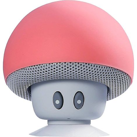 Mini enceinte Bluetooth sans fil étanche en forme de champignon - Rouge