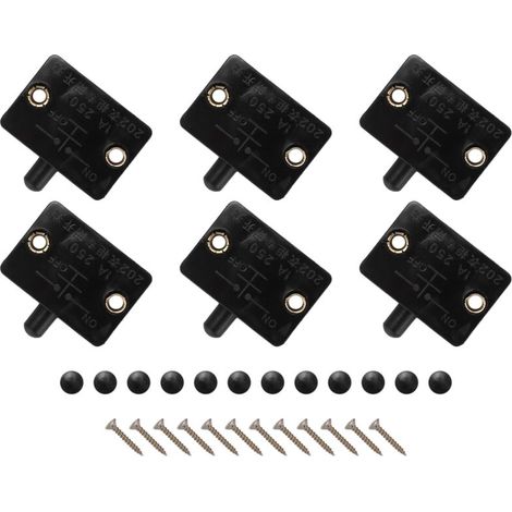 Interruptor LED para puerta de armario, 6 piezas, negro, iluminación de armario normalmente cerrada (1/4)
