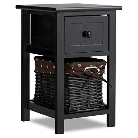 Table de Chevet, Bois, Noir, 28 x 31 x 45 cm (L x B x H) (1/5)