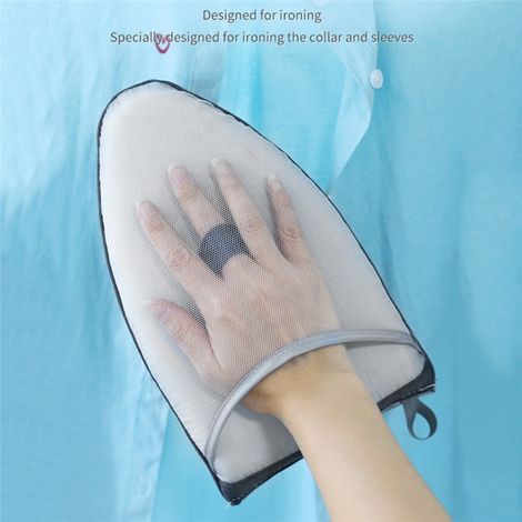 Anti-Dampf-Handschuh zum Handbügeln, tragbares Bügelbrett für den Heimgebrauch, spitzes Modell mit Fingerschlaufen, einfarbig grau, 24 x 14 x 3,5 cm, einzeln verpackt (1/5)