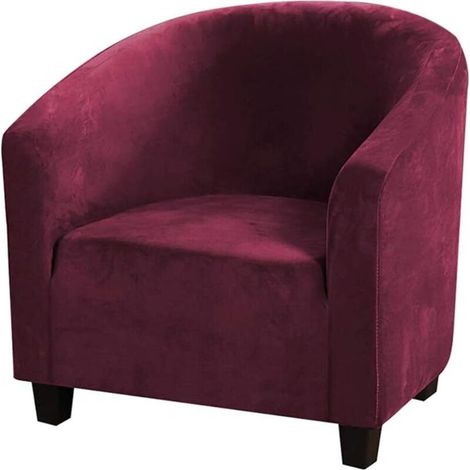 Housse De Chaise Club,Housses De Chaise De Baignoire en Velours Extensible Housses De Canapé Souples pour Fauteuil Protecteur De Meubles (Vin Rouge, velours)-Fei Yu