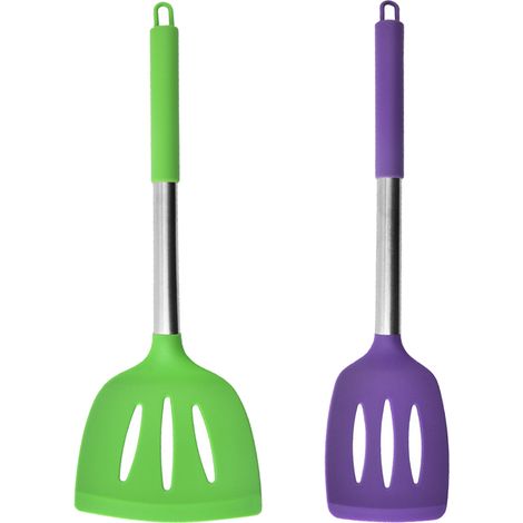 Ensemble Ustensiles Cuisine - Silicone Alimentaire Et Acier Inoxydable - Résistant Chaleur Et Lave-Vaisselle - Pour Cuisson Quotidienne - Lot De 2 Pièces (1/5)