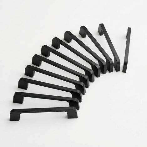 Lot de 10 Poignée Placard Noir en Inox, Distance de Trou de 128mm Poignées de Meuble avec Vis Poignées de Tiroir pour Placards Poignet de Porte Cuisine (1/5)