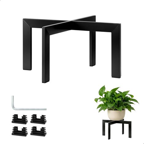 Support Plantes Interieur, Porte Plante Interieur Porte Plante, Support Rehausseur 15cm Metal Noir Stable pour Pot de Fleurs Salon Balcon Jardin Montage Simple (1/5)