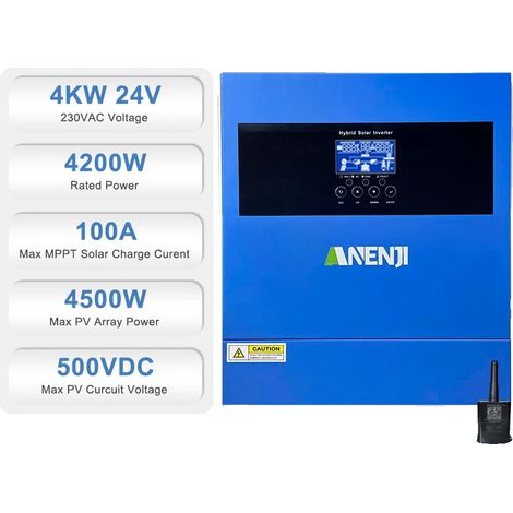 Onduleur Solaire Hybride, Onde Sinusoïdale Pure, Surveillance WiFi, ANJ-4000W-24V (1/2)