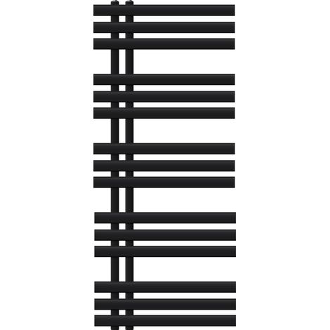 LuxeBath Radiador Toallero de Baño Iron EM 500 x 1200 mm Negro Mate Diseño Panel con Conexión Lateral Bajo Calentador Secador de Toallas con Kit de Montaje Incluído, Protección Contra Fugas