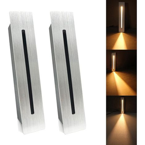 LED Encastré Escalier Lumière Étape Lumière 3W 220 V Intérieur Coin Applique Murale Étape Décoration Lampe Couloir Escalier Lampe Avec CREE Puce, 2 pièces, Blanc Froid, Silver (1/5)
