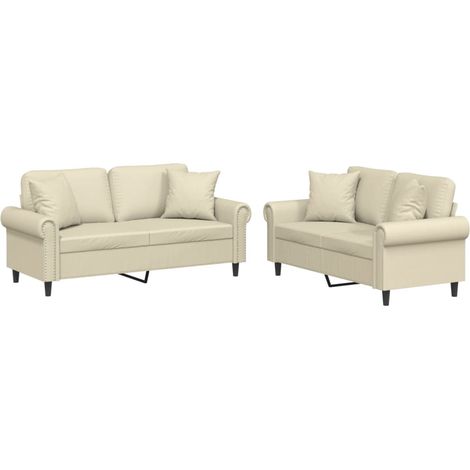 Maison Exclusive - Set di Divani 2 pz con Cuscini Crema in Similpelle
