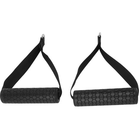 paire de poignées d'exercice en caoutchouc flexible pour élastiques de résistance, compatibles avec les poulies des machines à câbles et l'équipement de musculation. (1/5)