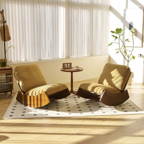 Comoda poltrona a dondolo, poltrona a dondolo imbottita di alta qualità, struttura in legno massello, perfetta per molteplici ambienti, poltrona da lettura d'accento per camera da letto, soggiorno, ca (1/5)