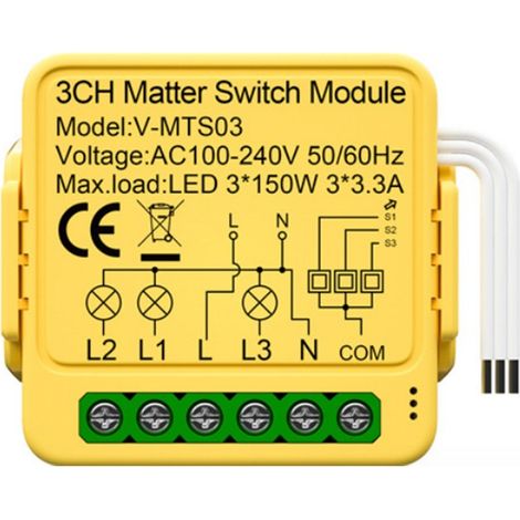 Tuya Smart Switch Matter Modulo Relè 3