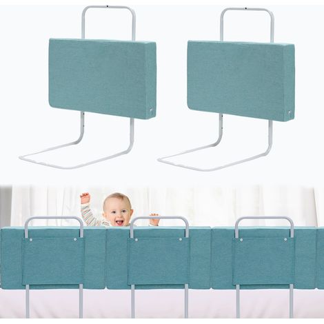 Randaco Lote de 2 barrera cama infantil 60 cm, protector anticaídas ajustable, verde (1/5)
