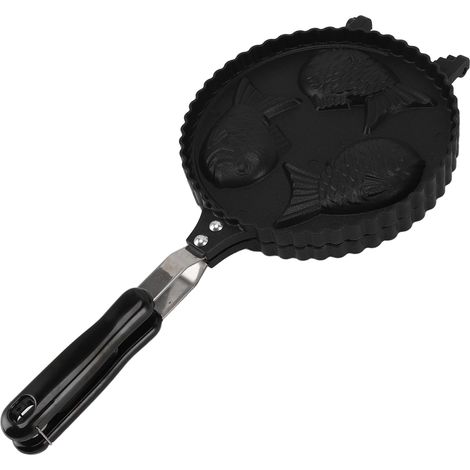 Poêle à gaufres en forme de poisson, 3 poissons mignons, en aluminium, à chauffage uniforme et double face, idéale pour les snacks maison et les bars à tapas.