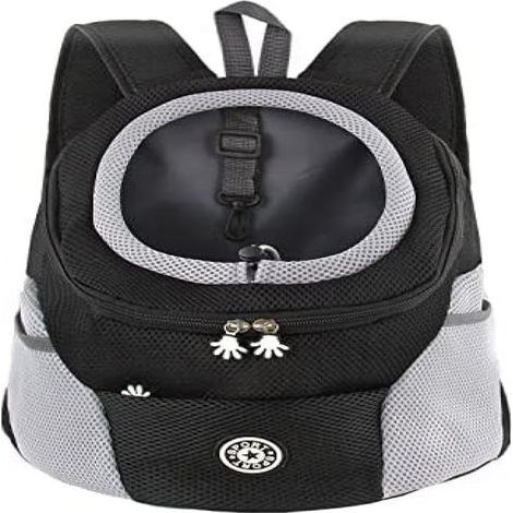 Sac À Dos Pour Chien - Respirant Avec Fond Rigide Étanche - Bretelles Rembourrées Réglables - Pliable Et Sécurisé Avec Crochet - Noir - Taille M (3-6 Kg) (1/5)