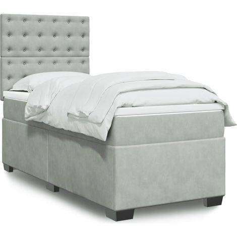 Boxspringbett mit Matratze Hellgrau 80x200 cm Samt