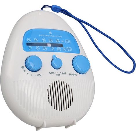 Radio portátil para ducha con AM/FM, resistente al agua y apta para el baño. (1/5)