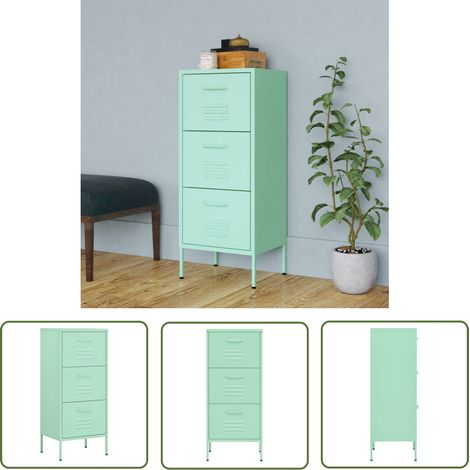 The Living Store Armoire de rangement Vert menthe 42,5x35x101,5 cm Acier - Meuble De Rangement - Armoire De Rangement - Meuble Vert - Armoire Métallique - Étagère Ouverte (1/5)