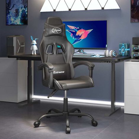 vidaXL Chaise de jeu pivotante Noir Similicuir (1/5)