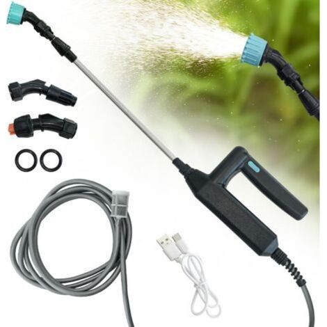 Pulvérisateur d'eau électrique pour plantes avec tige télescopique de 60 à 110 cm et 3 buses de brumisation, pulvérisateur à piles - tuyau de 5 m (1/5)