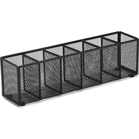 Pot à crayons, panier de rangement en maille noire, bureau à compartiments, porte-pinceaux de maquillage, bureaux, 34 x 9,5 x 8 cm (1/5)