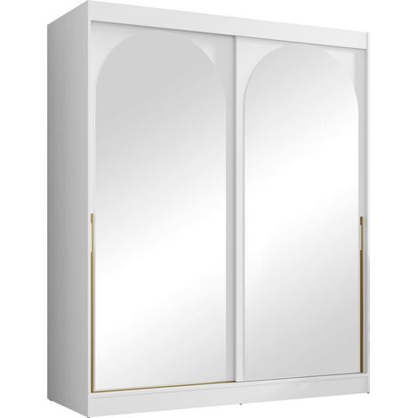 Armario Toledo 132, Blanco, 216x180x65cm, Puertas de armario: Correderas, Número de estantes: 0