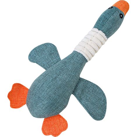 Peluche pour chien en forme d'oies sauvages, douce et moelleuse, en lin, pour mâcher et nettoyer les dents des chiens et chats (vert). (1/5)