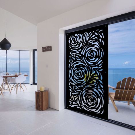TYPHOON - Panneau ajouré en PVC - Brise-soleil - Couleur : noir - Dimension : 98x198 cm (1/4)