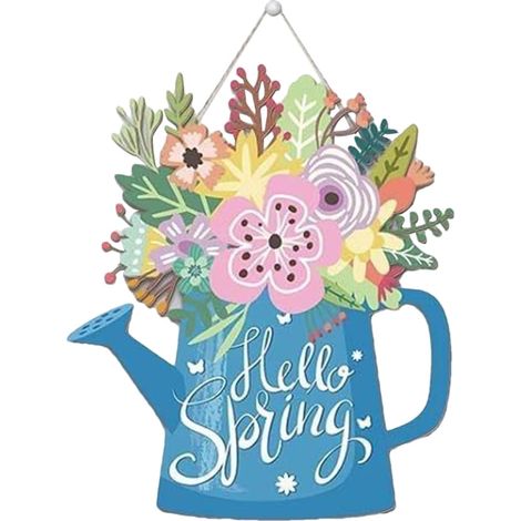 Spring Wreath Sign - Floral Wall Decoration - Indoor Outdoor Home Party Decor - 1 Piece (1/5)