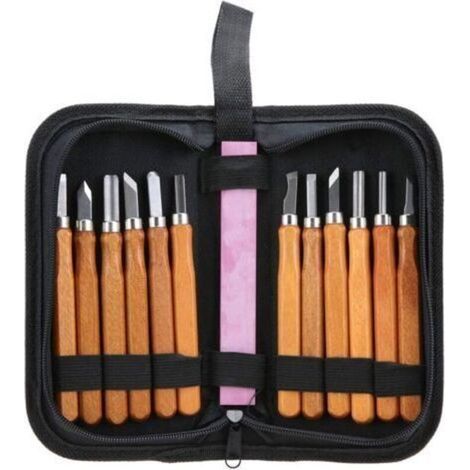Wood Chisel Kit, 13-piece wood carving tool set, compact hand-held wood carving knife for woodworking with grinding wheel, ideal for woodworking crafts, beginners, and sculptors (1/5)