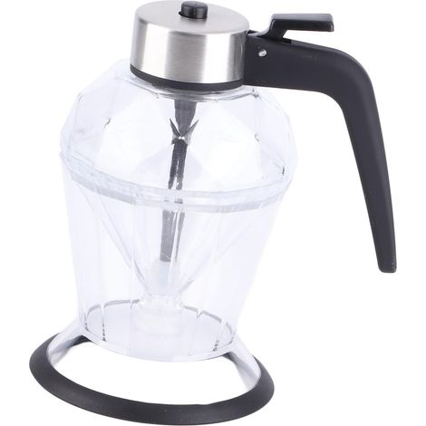 Bouteille d'huile à Pression Transparente, Distributeur de Miel en Verre épais 200 Ml, Opération à une Main, Base Polygonale Résistante, Récipient d'assaisonnement Visible pour la Cuisine (1/5)
