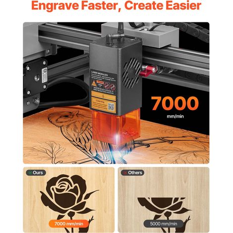 Graveur Laser 10 W Machine Gravure et Découpe Laser, avec Boîtier, Zone de Travail 30 x 30 cm, Vitesse de Gravure 7000 mm/min, pour… (1/5)