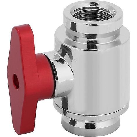 Vanne à bille à filetage interne G1/4 pour système de refroidissement liquide d'ordinateur (poignée rouge) (1/5)