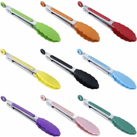 Lot de mini pinces de service en silicone 17.8 cm 7 inch 9 couleurs. (1/5)