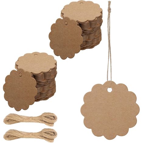 200 Stück Geschenkanhänger, Geschenkanhänger zum Beschriften, Kärtchen zum Beschriften mit 20m Schnur, Kraftpapier Etiketten, Craft Card Geschenk Anhänger für Handmade, Hochzeit Geschenk Weihnachten (1/5)
