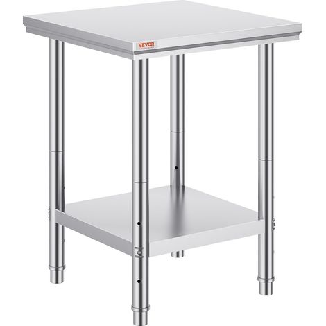 Table de Travail Cuisine Inox 60x60x80 cm, Plan de Travail Cuisine en 2 Etage, Table de Travail en Acier Inoxydable pour Préparation de Cuisine d'Aliment des Repas Hôtels Bureaux Hôpitaux (1/5)
