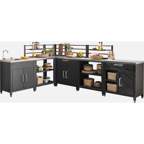 Cocina exterior completa de acero inoxidable de 6 módulos