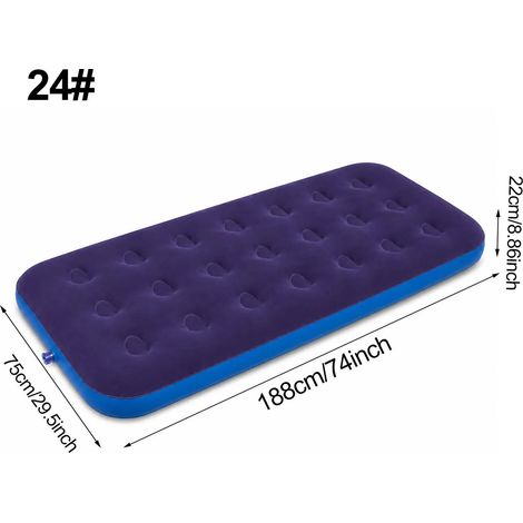 (24) Matelas gonflable avec pompe à air intégrée, surface floquée, durable et portable, convient au camping et aux voyages. (1/5)