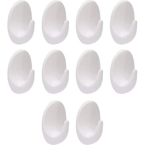 Set mit 10 mehrzweckfähigen ovalen Kunststoff-Wandhaken für Küche, Bad, Büro, Kleiderschrank (1/4)